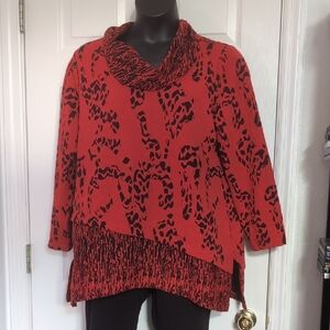 Ali Miles Red and Black Knit Tunic